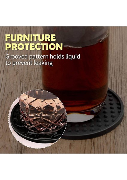 Siyah Yuvarlak Silikon Kauçuk Içecek Bardak Altlıkları (60 Seti) Evler ve Çubuklar Için Olmayan Kaymaz (Yurt Dışından) fiyatları