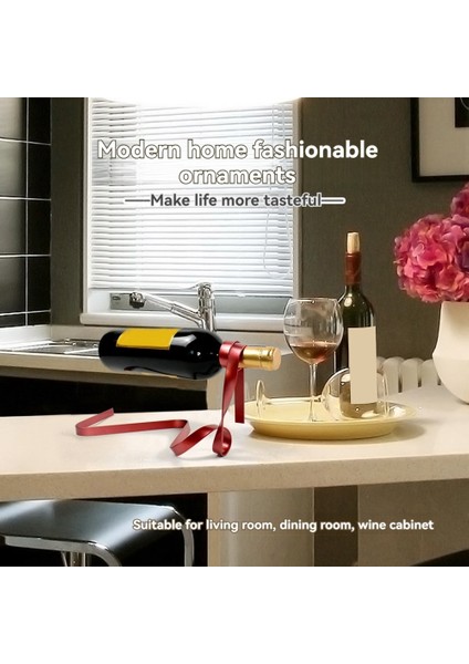 Demir Şerit Yüzen Şarap Şişesi Tutucu Retro Şarap Şişesi Raf Tutucu Masa Şarap Ekran Rafı Ofis Ev Dekor (Yurt Dışından) modelleri