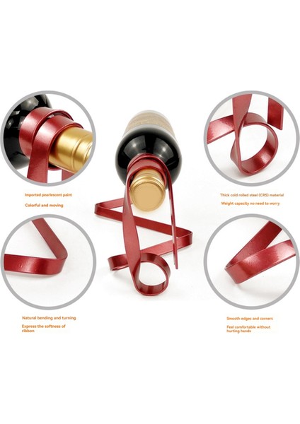 Demir Şerit Yüzen Şarap Şişesi Tutucu Retro Şarap Şişesi Raf Tutucu Masa Şarap Ekran Rafı Ofis Ev Dekor (Yurt Dışından) fırsatları