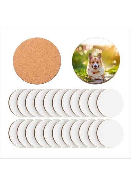 24 Adet Süblimasyon Bardak Altlıkları 4 x 4 Inç Boğaz Coaster Cork ve Mdf Boş Bardak Altlıkları Süblimasyon Arabası Bardak Altlıkları (Yurt Dışından)