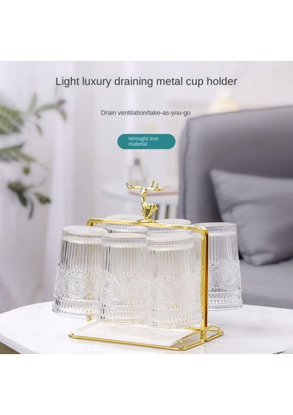 Su Drenaj Kupası Tutucu Lüks Cam Rafı Ev Elk Su Kupası Tahliye Standı 6 Bardak Mutfak Aracı Organize Bardak Kurutma (Yurt Dışından) modelleri
