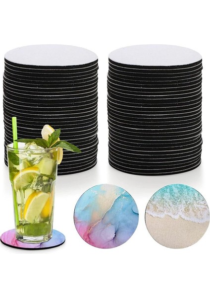 60 Paket Süblimasyon Boş Coaster Yuvarlak Süblimasyon Boş Fincan Paspas Kauçuk Isı Transfer Basın Kupası Coaster 4 Inç (Yurt Dışından) fiyatları