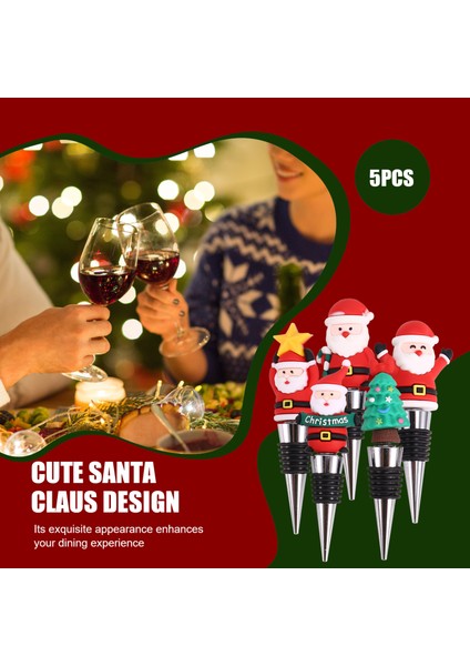 5 Adet Şarap Şişesi Tıpası Şarap Tıpası Noel Dekoratif Şarap Tasarrufu Yeniden Kullanılabilir Şarap Mantarları Içecek Şişe Durdurucuları (Yurt Dışından) indirimleri