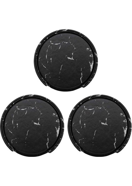 Tutucu ile 18 Parçalı Içecekler Için Bardak Altlıkları Siyah Yuvarlak Fincan Mat Pedi Ev ve Mutfak Kullanımı (Yurt Dışından)