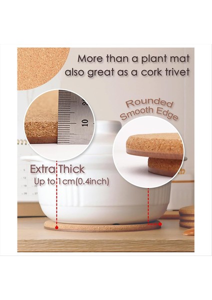 Cork Bitki Bardak Altlıkları 3 Boyut Çift Katmanlar Sert Kalın Cork Ekici Coaster 4/6/8 Inç Emici Cork Bitki Mat (Yurt Dışından) indirimleri