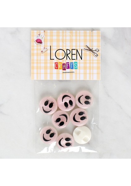 Loren Crafts 8'li Gülen Yüz Düğme - 1015
