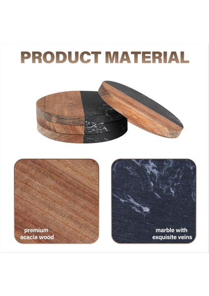 Içecekler Için 4 Set Masa Üstü Koruması Için Mermer Ahşap Birleştirilmiş Coaster Birden Fazla Bardak Için Fincan Tutucu Bardak Altlıkları (Yurt Dışından) fırsatları