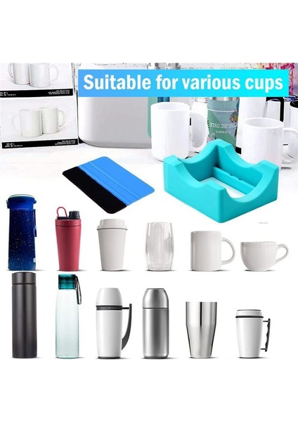 Dahili Yuvalı Küçük Bardak Tutucunun Hazırlanması Için Kaymaz Silikon Fincan Beşiği ve Kenar Kenar Squeegee Çıkartma Sıyırıcı (Yurt Dışından) indirimleri