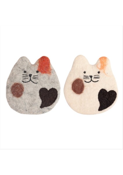 El Yapımı Keçeli Yün Kediler Masa ve Masa Için Bardak Altlıkları - Sevimli Kedi Kupası Mat Kediler Coaster Sıcak ve Soğuk Içecekler Için Set (Yurt Dışından)