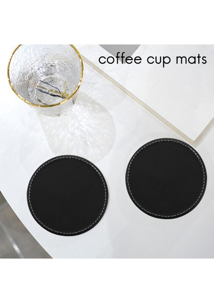 12 Deri Içecek Bardak Seti Ev ve Mutfak Için Siyah Fincan Mat Pedi Siyah (Yurt Dışından) modelleri