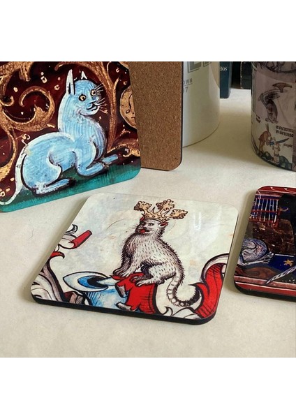 Içecek Için Ortaçağ Kedi Bardak Altlıkları Kedi Deseni Yuvarlak Bardak Altlıkları Içme Bardak Altlıkları Kedi Coaster B (Yurt Dışından) fırsatları