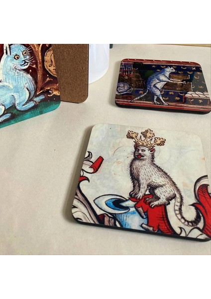 Içecek Için Ortaçağ Kedi Bardak Altlıkları Kedi Deseni Yuvarlak Bardak Altlıkları Içme Bardak Altlıkları Kedi Coaster B (Yurt Dışından) indirimleri