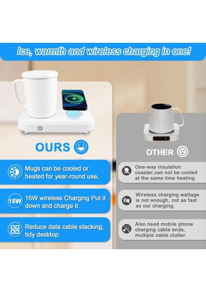3 In1 Akıllı Kendinden Isıtmalı Soğutma Kahve Kupası Kablosuz Şarj Cihazı Taban Termostatik Coaster Office Masası/ev Ab Fişi (Yurt Dışından) fırsatları