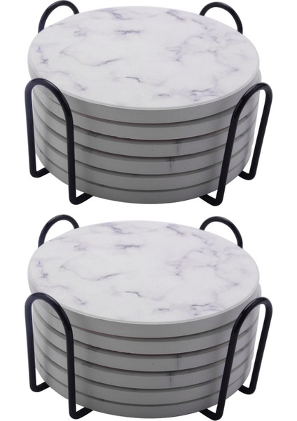 Tutucu ile Set 12 Set Kupa Mermer Tarzı Bardak Altlıkları Için Emici Bardak Altlıkları 4 Inç (Yurt Dışından)