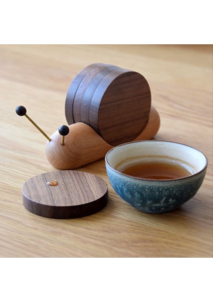 Ahşap Coaster Masa Mat Salyangoz Şeklinde Yalıtım Mat Ahşap Çay Coaster Tool Çay Tepsisi Si (Yurt Dışından)