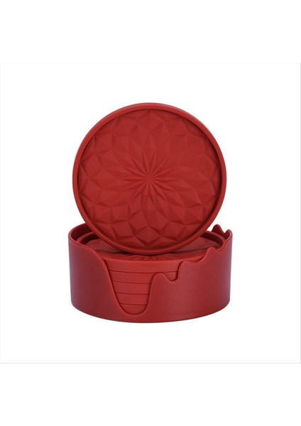 Elmas Iplik Bardak Altlıkları Isıya Dayanıklı Bardak Altlıkları Gıda Sınıfı Silikon Yuvarlak Bardaklar Çay Bardak Altlıkları Placemats (Şarap Kırmızısı) (Yurt Dışından)