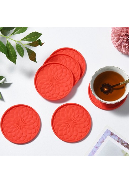 Elmas Iplik Bardak Altlıkları Isıya Dayanıklı Bardak Altlıkları Gıda Sınıfı Silikon Yuvarlak Bardaklar Çay Bardak Altlıkları Placemats (Şarap Kırmızısı) (Yurt Dışından) modelleri