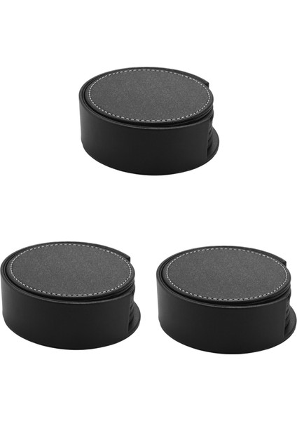 18X Deri Içecek Barınakları Yuvarlak Fincan Mat Pedi Ev ve Mutfak Için Siyah Kullanın (Yurt Dışından)