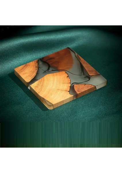 Epoksi Reçinesi ile Ayarlanan Ahşap Bardak Altlıkları - Içecekleri Için Tutucu Modern Bardak Altlıkları 6 Bardak ve Tutucu Içerir (Yurt Dışından) fiyatları