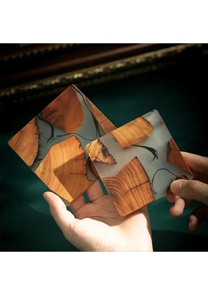 Epoksi Reçinesi ile Ayarlanan Ahşap Bardak Altlıkları - Içecekleri Için Tutucu Modern Bardak Altlıkları 6 Bardak ve Tutucu Içerir (Yurt Dışından) modelleri