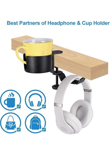 Masa Bardağı Tutucu 2&#39 Den 2&#39 Li Masa Kupası Tutucu Kulaklık Askı ile Masa Veya Masa Siyahı Için Anti Bardak Anti Bardak Tutucu (Yurt Dışından) modelleri