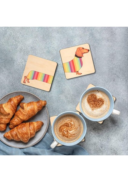 Tutucu ile 4 Dachshund Coaster Seti Dachshund Dog Wood Coaster Set Set Yemek Masa Dekoru Hayvan Temalı Barınaklar (Yurt Dışından) indirimleri