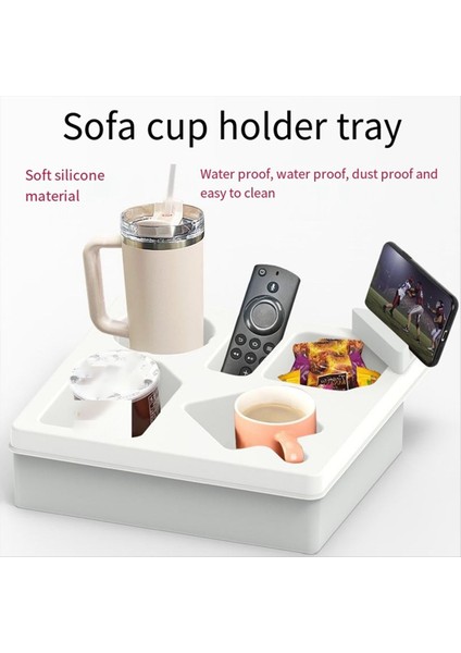 Kanepe Kupa Tutucu Tepsi Araba Arka Koltuk Kupası Tutucu Taşınabilir Plaj Kampı Atıştırmalık Saklama Kutusu Beyaz (Yurt Dışından) modelleri