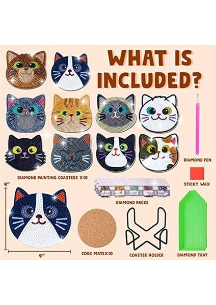 10 Adet Elmas Yüzeyli Coaster Seti - Çocuklar ve Yetişkinler Için Yetişkinler ve Çocuklar Için Yeni Başlayanlar Için Ler (Yurt Dışından) modelleri