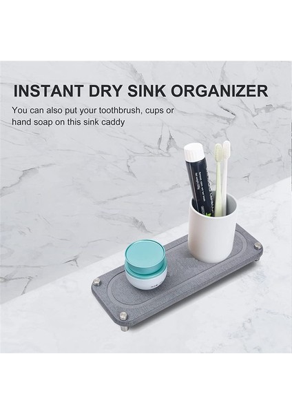 Büyük Lavabo Caddy Anında Kuru Mutfak Lavabo Organizatör 2 Paket Diyatomlu Toprak Taş Lavabo Tepsisi (Yurt Dışından) fiyatları
