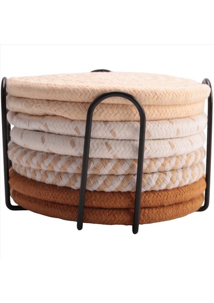8 Adet Tutucu ile Bardak Altlıkları Içecekler Için 4 Renk Emici Bardak Altlığı Ev Dekorasyonu Için Pamuk Dokuma Coaster Set (Yurt Dışından) fiyatları