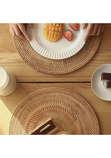 4x Rattan Dokuma Placemats Oval Yuvarlak Masa Paspasları Kaymaz Isıya Dayanıklı Yer Mat Doğal Çok Amaçlı Placemat 30X40CM (Yurt Dışından) fırsatları