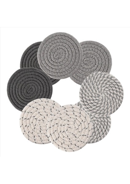 8 Adet Tutucu ile Bardak Içiyor Içecekler Için 4 Renk Emici Bardak Altlığı Minimalist Pamuklu Dokuma Coaster Ev Için Set (Yurt Dışından)
