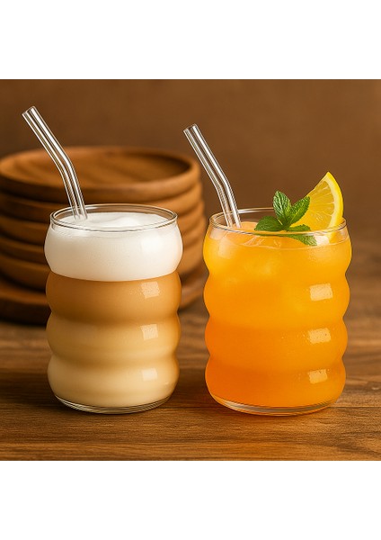 350 ml Borosilikat Cam Bardak – Cam Pipetli, Isıya Dayanıklı Şık Tasarım, Çay ve Kahve İçin Uygun