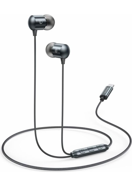 Yüksek Baslı Alüminyum Alaşımlı Type-C Kablolu Kulaklık 1,2 Metre (Mikrofonlu)