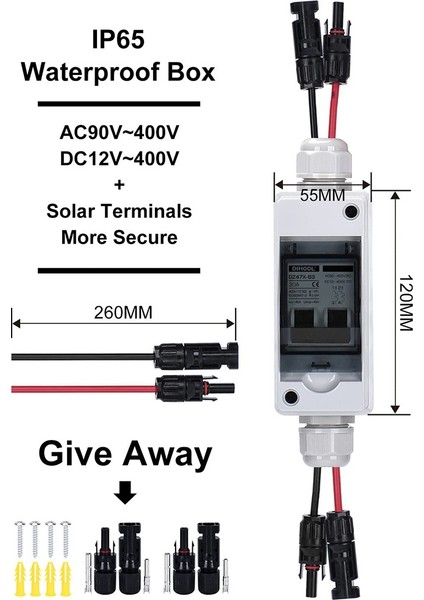 Güneş Panelleri Için IP65 Dağıtım Kutusuna Sahip 30 Amper 12V-400V Dc Bağlantı Anahtarı Minyatür Devre Kesici Tak ve Oynatma (Yurt Dışından) modelleri