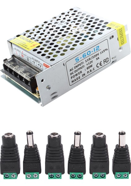 12V 5A LED Şerit Işığı Için 6pcs 5 5x2 1mm Dişi + Erkek Cctv Güç Konektörü Adaptör Parçası Için Anahtarlama Güç Kaynağı (Yurt Dışından)