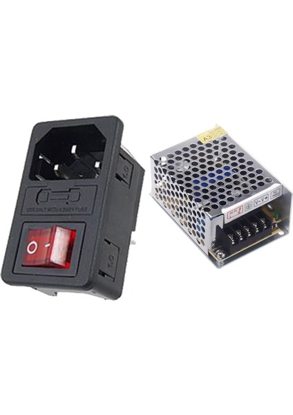 1 Pcs Sigorta Anahtarlı Erkek Güç Soketi ve 1 Pcs Ac 100V-240V-DC 5V 5A 25W Dc Voltaj Dönüştürücü (Yurt Dışından)