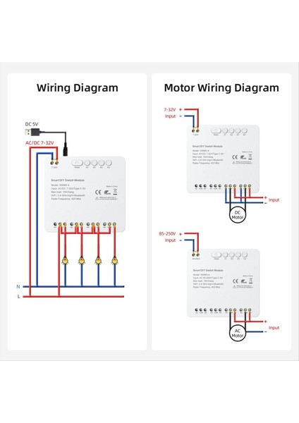 Tuya Wifi 4 Kanal Switch Modülü 85-250V Rf 433 Uzaktan Kumanda Rölesi Dıy Modülü Alexa Google Home Alice ile (Yurt Dışından) modelleri