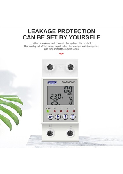Tomzn Yeniden Olunabilen Tuya Wifi Devre Kesici 63A 85-300V 220V Enerji Ölçer Metre Ölçüm Zamanlayıcısı Voltajlı Sızıntı Koruması (Yurt Dışından)