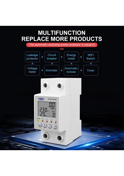 Tomzn Yeniden Olunabilen Tuya Wifi Devre Kesici 63A 85-300V 220V Enerji Ölçer Metre Ölçüm Zamanlayıcısı Voltajlı Sızıntı Koruması (Yurt Dışından) fiyatları