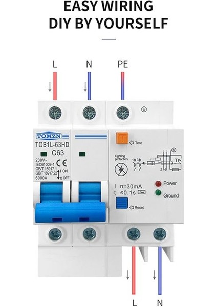 Tomzn Konut Akışı Kırıcı Drup Korusun Ile Ana Anahtar Rcbo Mcb Lightning-Koruma Spd 25A (Yurt Dışından) modelleri