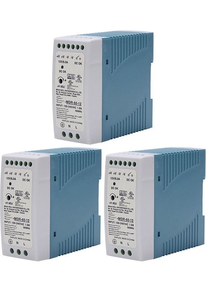 3x Mdr-60 12V 60W Dın Demiryolu Güç Kaynağı Ac-Dc Sürücü Voltaj Regülatör Güç Suply 110V 220V (Yurt Dışından)