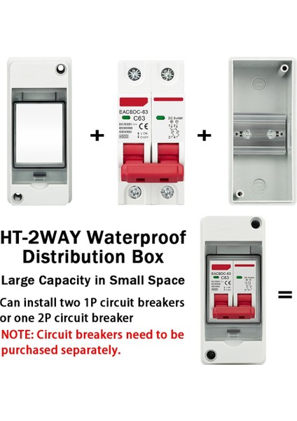 Ht-2 IP65 Su Geçirmez Dağıtım Kesici Kutu Paneli Kurulum 2 Yollu Pc Dış Mekan Elektrik Mcb Güneş Kavşağı Kutusu (Yurt Dışından) fiyatları