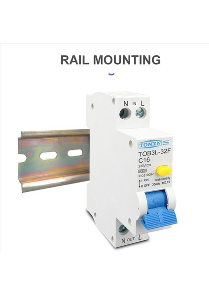 2x Tomzn 18MM 230V Rcbo 1p+N 6ka Kalan Akım Diferansiyel Otomatik Devre Kesici 16A (Yurt Dışından) fiyatları
