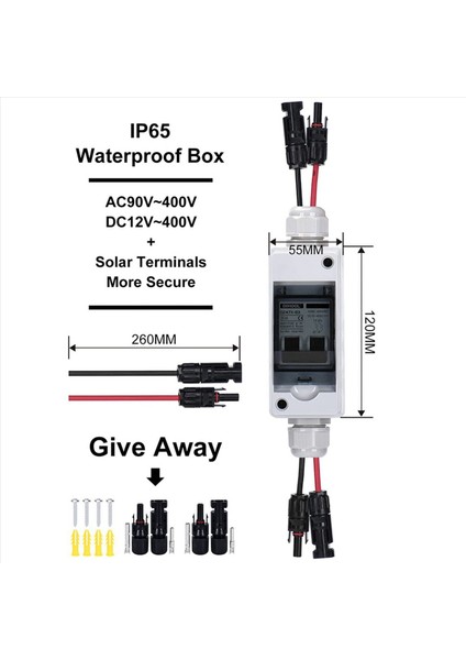 2x 30 Amp 12V-400V Dc Bağlantı Kesme Anahtarı Güneş Panelleri Için Dağıtım Kutusu ile Minyatür Devre Kesici Tak ve Oynat (Yurt Dışından) fırsatları