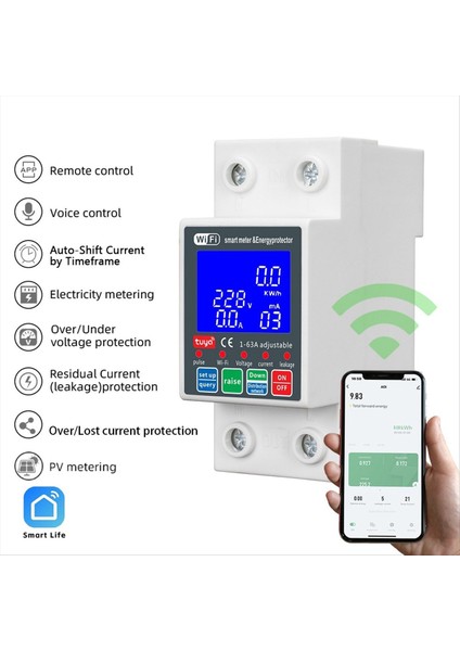 Yeni WTDZW-63A/N Akıllı Pv Devre Kesici Tuya 220V Voltaj Akım Sızıntısı Koruma Mcb Otomatik Anahtar 63A Wifi (Yurt Dışından) fırsatları