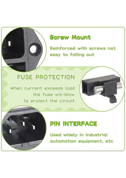 Ac 250V 10A 2 1 Montaj Giriş Modülü Tap Soketi Güç Giriş Konnektörü 10A Sigorta ile Erkek Bıçaklar (6 Pcs Paketi) (Yurt Dışından) fırsatları