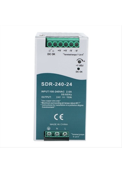 SDR-240-24 Pfc Fonksiyonu ile Anahtarlama Güç Kaynağı% 150 Pik Yük Yeteneği Din-Rail Anahtarlama Güç Kaynağı (Yurt Dışından)