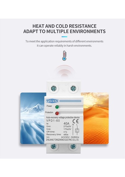 Tomzn 230V Dın Ray Otomatik Kendini Voltaj ve Voltaj Altında Koruyucu Cihaz Koruma Rölesi 40A (Yurt Dışından) fırsatları