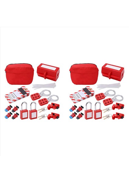 2x Elektrik Devre Kesici Lokavt Tagout Kiti Güvenli Aducül Seti Fiş Kilitini Kilitle Etiket Istasyonu Kaspları Endüstri Için (Yurt Dışından)